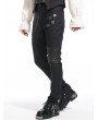 Pentagramme Black Striped Steampunk Gothic Faux Leather Patch Long Pants for Men