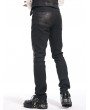 Pentagramme Black Striped Steampunk Gothic Faux Leather Patch Long Pants for Men