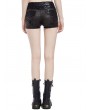 Pentagramme Black Faux Leather Steampunk Gothic Fitted Shorts for Women