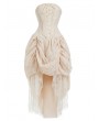 Pentagramme Beige Gothic Steampunk Lace Strapless Bustier High-Low Dress