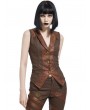 Pentagramme Coffee Steampunk Gothic Striped Lapel Button Vest for Women