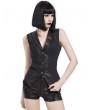 Pentagramme Black Steampunk Gothic Striped Lapel Button Vest for Women