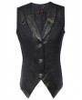 Pentagramme Black Steampunk Gothic Striped Lapel Button Vest for Women