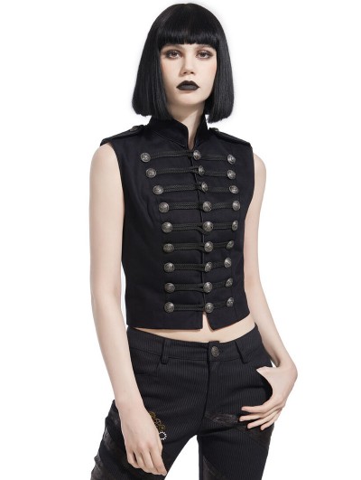 Pentagramme Black Gothic Steampunk Officer Uniform Vest for Women