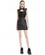 Pentagramme Black Sexy Hollow Out Faux Leather Gothic Short Bodycon Dress