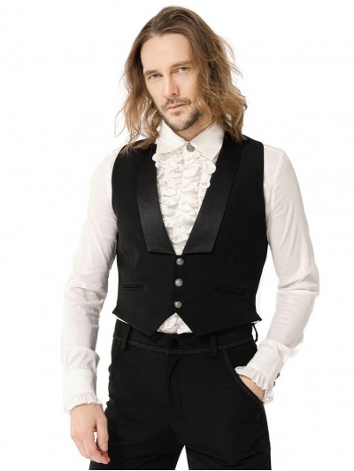 Pentagramme Black Gothic Steampunk Victorian Single-Breasted Men's Vest