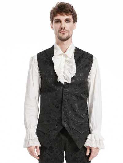 Pentagramme Black Victorian Gothic Pirate Vest for Men