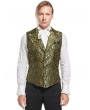 Pentagramme Green Vintage Gothic Victorian Brocade Lapel Collar Vest for Men