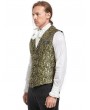 Pentagramme Green Vintage Gothic Victorian Brocade Lapel Collar Vest for Men