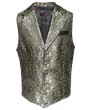 Pentagramme Green Vintage Gothic Victorian Brocade Lapel Collar Vest for Men