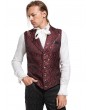 Pentagramme Red Vintage Gothic Victorian Brocade Lapel Collar Vest for Men