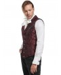 Pentagramme Red Vintage Gothic Victorian Brocade Lapel Collar Vest for Men