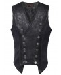 Pentagramme Black Steampunk Gothic Striped Asymmetrical Vest for Men