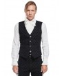 Pentagramme Black Vintage Gothic Floral Flocked Pattern Sleeveless Vest for Men