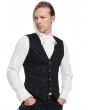 Pentagramme Black Vintage Gothic Floral Flocked Pattern Sleeveless Vest for Men