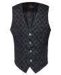 Pentagramme Black Vintage Gothic Floral Flocked Pattern Sleeveless Vest for Men