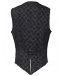 Pentagramme Black Vintage Gothic Floral Flocked Pattern Sleeveless Vest for Men