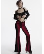 Punk Rave Red Gothic Gradient Sexy Flared Velvet Pants for Women