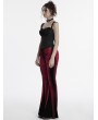 Punk Rave Red Gothic Gradient Sexy Flared Velvet Pants for Women