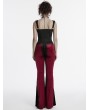 Punk Rave Red Gothic Gradient Sexy Flared Velvet Pants for Women