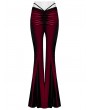 Punk Rave Red Gothic Gradient Sexy Flared Velvet Pants for Women