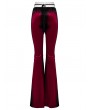 Punk Rave Red Gothic Gradient Sexy Flared Velvet Pants for Women