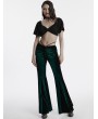 Punk Rave Punk Rave Green Gothic Gradient Sexy Flared Velvet Pants for Women