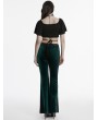 Punk Rave Punk Rave Green Gothic Gradient Sexy Flared Velvet Pants for Women