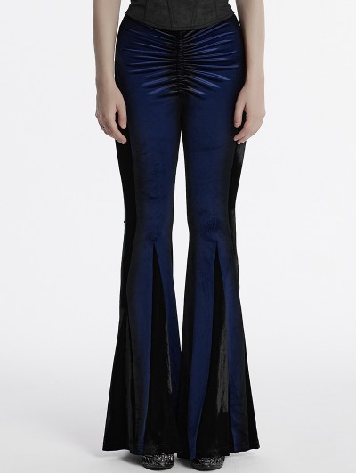 Punk Rave Blue Gothic Gradient Sexy Flared Velvet Pants for Women