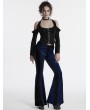 Punk Rave Blue Gothic Gradient Sexy Flared Velvet Pants for Women