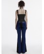 Punk Rave Blue Gothic Gradient Sexy Flared Velvet Pants for Women