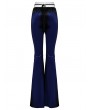 Punk Rave Blue Gothic Gradient Sexy Flared Velvet Pants for Women