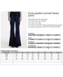 Punk Rave Blue Gothic Gradient Sexy Flared Velvet Pants for Women