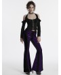 Punk Rave Violet Gothic Gradient Sexy Flared Velvet Pants for Women