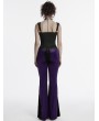 Punk Rave Violet Gothic Gradient Sexy Flared Velvet Pants for Women