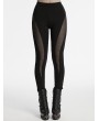 Punk Rave Black Gothic Mesh Splicing Leggings for Women