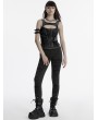 Punk Rave Black Gothic Apocalypse Punk Knitted Jeans for Women