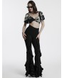 Punk Rave Black Gothic Daily Fitted Ruffle Flared Pants for Women