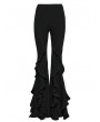 Punk Rave Black Gothic Daily Fitted Ruffle Flared Pants for Women