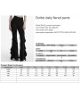 Punk Rave Black Gothic Daily Fitted Ruffle Flared Pants for Women