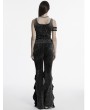 Punk Rave Black Gothic Doomsday Wasteland Flared Pants for Women