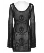 Punk Rave Black Gothic Punk Decadent Sexy Perspective Skull Knit Dress