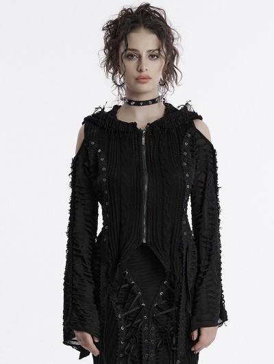 Punk Rave Black Decadent Gothic Fit Hooded Sweater Coat for Women