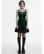 Punk Rave Green Gothic Gradient Cute Velvet Short Dress