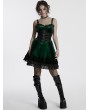 Punk Rave Green Gothic Gradient Cute Velvet Short Dress