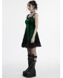 Punk Rave Green Gothic Gradient Cute Velvet Short Dress