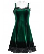 Punk Rave Green Gothic Gradient Cute Velvet Short Dress