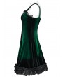 Punk Rave Green Gothic Gradient Cute Velvet Short Dress