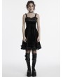 Punk Rave Black Gothic Gradient Cute Velvet Short Dress