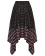 Punk Rave Red and Black Gothic Grunge Gradient Plaid Zip Front Irregular Skirt